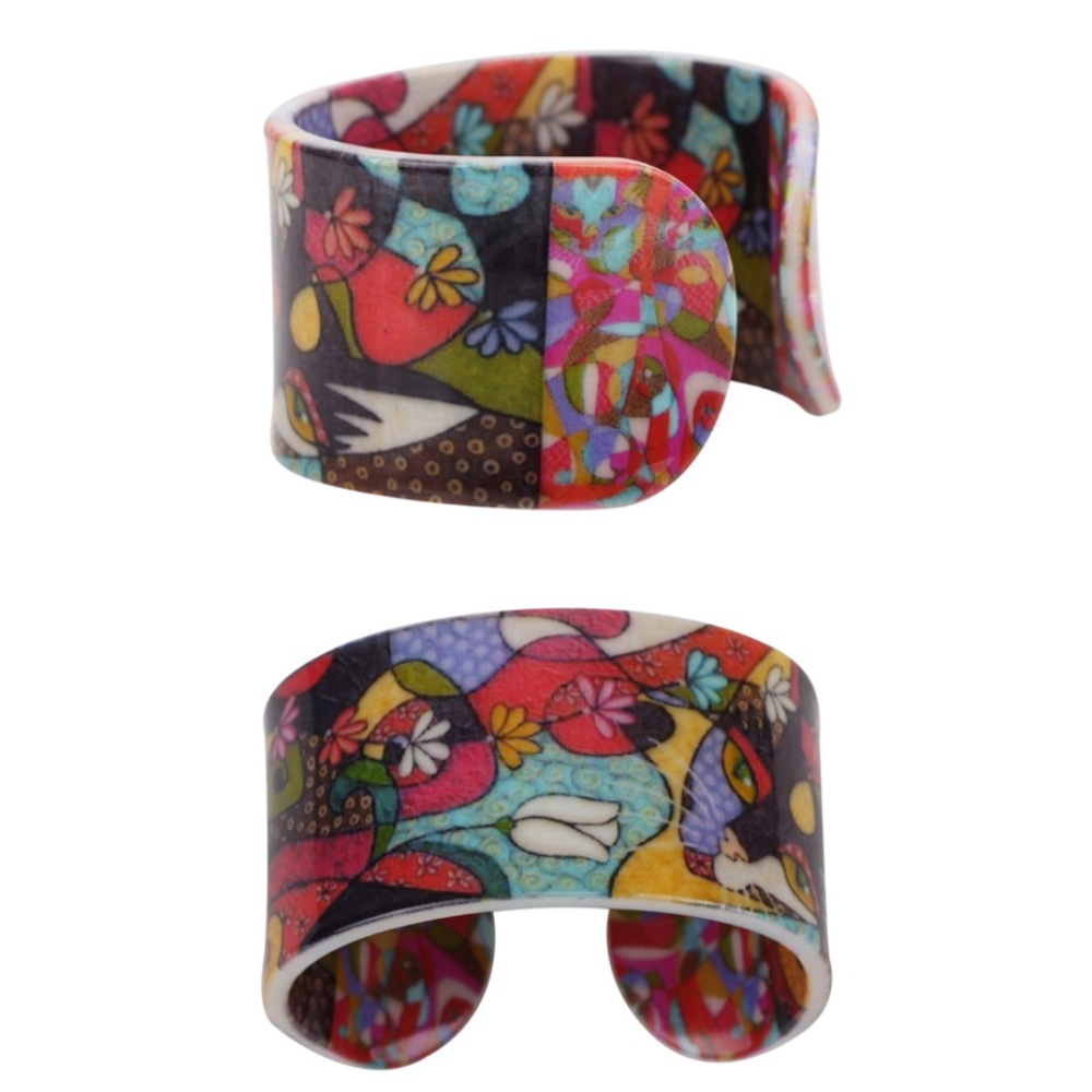 NWT Cat & Tulip Geometric Bracelet Cuff - Picture 3 of 4